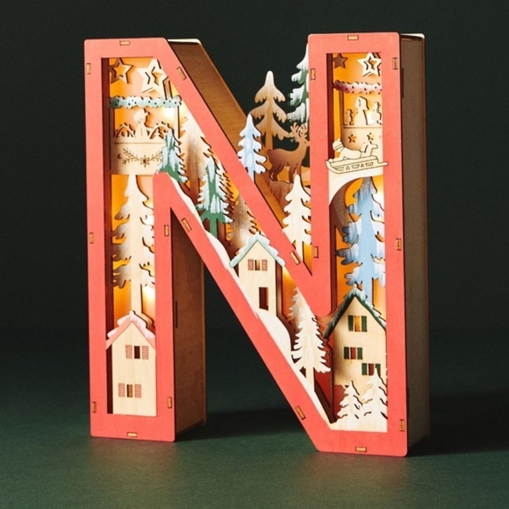 Anthropologie Monogram Wonderland Light-Up Scene Letter N